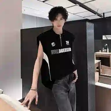 物质公式 高街美式复古宽松百搭无袖背心 男女同款