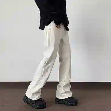 物质公式 复古水洗美式高街宽松做旧基础款百搭透气休闲高腰牛仔裤 男女同款