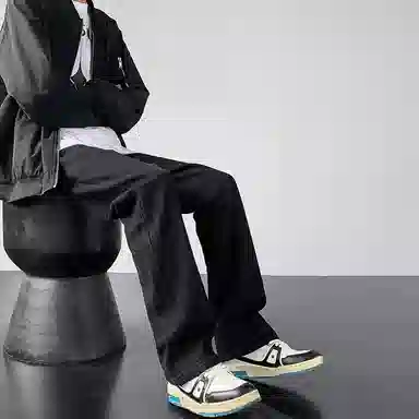 物质公式 复古高街水洗宽松做旧基础款百搭透气休闲高腰牛仔裤 男女同款