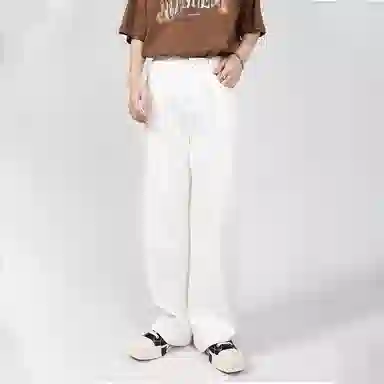 物质公式 美式高街复古做旧水洗基础款百搭透气宽松休闲高腰牛仔裤 男女同款 浅蓝色