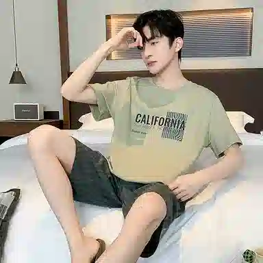 睦隆世家 可外穿薄款全棉睡衣套装 男款 海洋绿