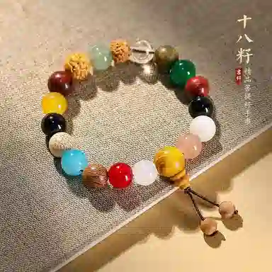 彗时 灵隐寺十八籽国风新中式锦鲤考试考试上岸佛珠招财纳福复古国潮香灰六字箴言转运珠 菩提子/菩提籽 手串 男女同款情侣款