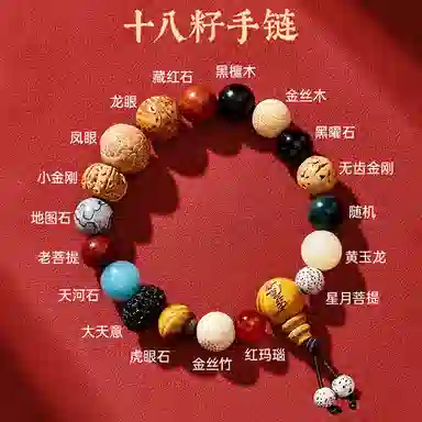 彗时 灵隐寺十八籽国风新中式锦鲤考试考试上岸佛珠招财纳福复古国潮香灰六字箴言转运珠 菩提子/菩提籽 手串 男女同款情侣款