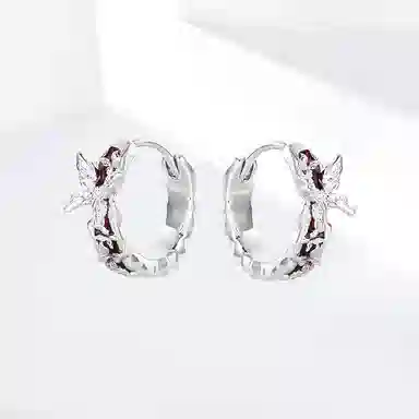 饰伴 甜酷小众设计感蝴蝶耳饰精致时尚气质高级时尚清冷感#好运 合金 耳环 男女同款情侣款