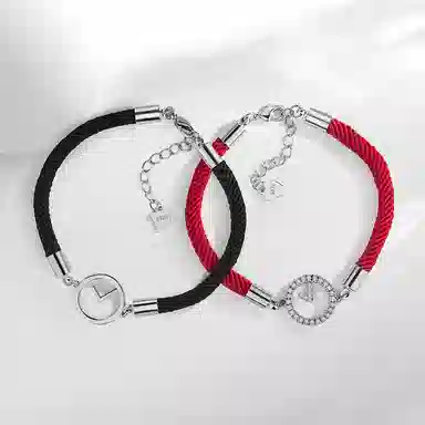 饰伴 山盟海誓 简约几何小众设计高级感个性编织绳 铜合金 手链 男女同款情侣款