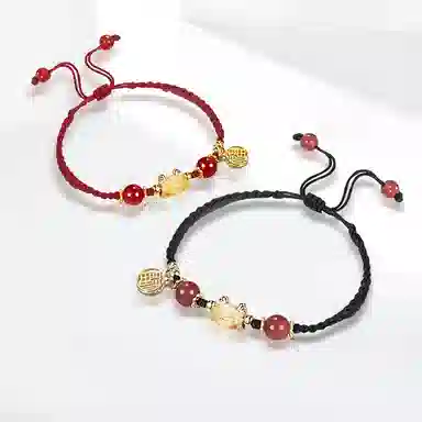 饰伴 辰龙守护 清冷系转运平安喜乐 优雅小众国风手工编织手绳 琉璃 手链 男女同款情侣款