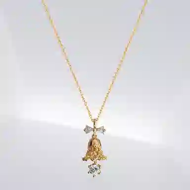 饰伴 铃音蝶舞 时尚优雅气质复古 铃铛 精致小众新中式蝴蝶结可爱 合金 项链 女款