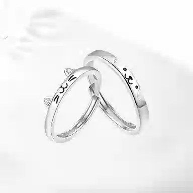 饰伴 猫狗日记对戒小众个性风可爱对戒开口可调节对戒手饰 合金 戒指 男女同款情侣款