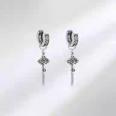 饰伴 复古圣光新中式通勤复古轻奢细腻温婉气质优雅十字架精致 合金 耳环 女款