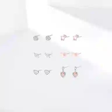 饰伴 霄韵诗屿 小巧温柔精致气质优雅 个性独特可爱小众设计日常百搭好运 合金 耳钉 男女同款情侣款