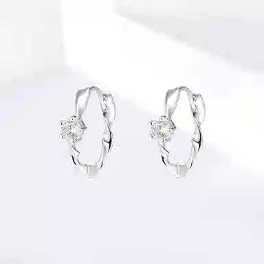 饰伴 莫比乌斯环时尚个性小众设计感麻花气质 合金 锆石 耳环 女款