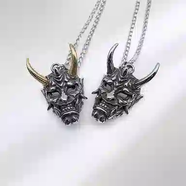 饰伴 金角般若 潮牌 个性潮流 日常设计 鬼怪面具万圣节 合金 项链 男款
