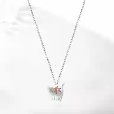 饰伴 喵心结甜 转运国潮复古小众 童趣轻奢 设计感扣 合金 亚克力 滴釉 项链 女