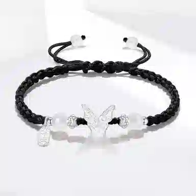 饰伴 国潮甜美在逃公主蝴蝶新中式温柔少女心森系 可调节转运上岸清冷感国风编织 琉璃 手链 男女同款情侣款