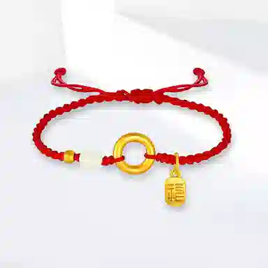 饰伴 国潮祈福 如意平安扣优雅小众国风手工编织手绳 好运连连心想事成 琉璃 手链 男女同款情侣款