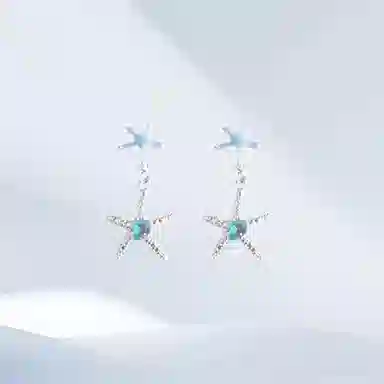 饰伴 大海星语 个性独特 精致气质优雅 精致高级 小众设计日常百搭 #好运 合金 耳钉 男女同款情侣款