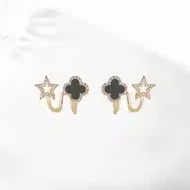 饰伴 晨露栖苜耳夹 新中式国潮时尚高级气质优雅 精致耳饰 小众冷淡风设计日常百搭男女同款情侣款 合金 耳钉 男女同款情侣款