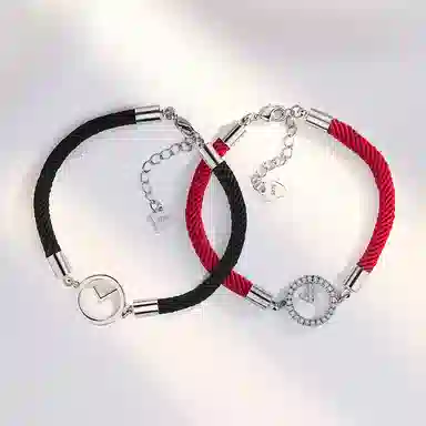 饰伴 山盟海誓 简约几何小众设计高级感个性编织绳 铜合金 手链 男女同款情侣款