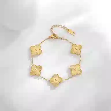 饰伴 四叶草系列 轻奢高级感小众设计手饰品双层戴可调节 钛钢 手链 女款