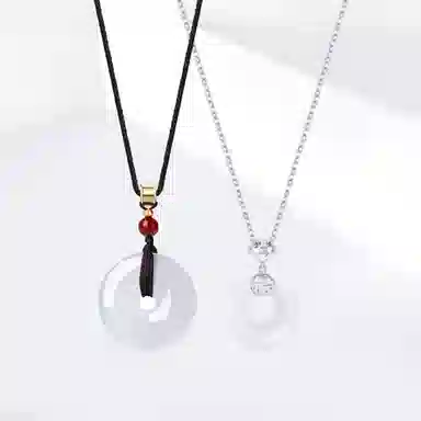 饰伴 新中式国潮平安扣好运 国风气质福气轻奢小众精致锁骨链 玉髓 项链 男女同款情侣款