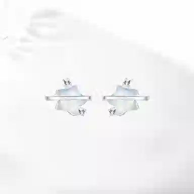 饰伴 蓝色星星时尚轻奢小香风耳环小众设计高级感耳饰 合金 耳钉 男女同款情侣款