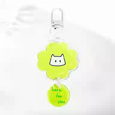 饰伴 猫猫幸运四叶草钥匙扣可爱包包书包卡通 合金 挂件 男女同款情侣款
