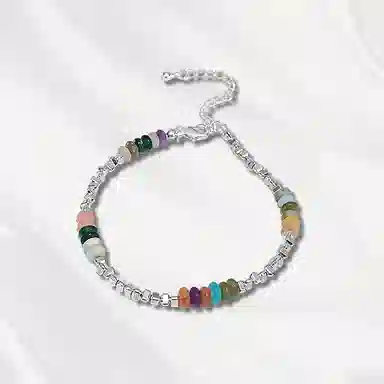 饰伴 多巴胺女孩  彩色豆豆碎银  森系甜美高级小众感 手链 女款