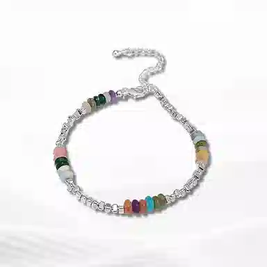 饰伴 多巴胺女孩  彩色豆豆碎银  森系甜美高级小众感 手链 女款