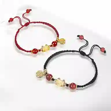 饰伴 辰龙守护 清冷系转运平安喜乐 优雅小众国风手工编织手绳 琉璃 手链 男女同款情侣款