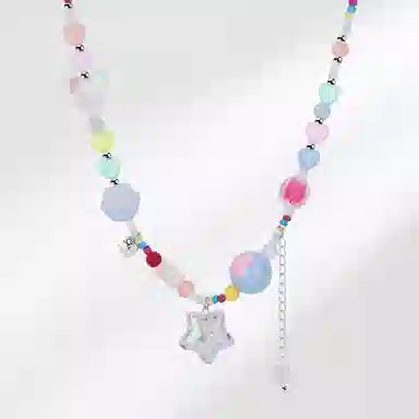 饰伴 小众设计感多巴胺彩色五角星森系可爱高级新款甜酷锁骨链 项链 女款