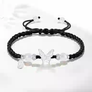 饰伴 国潮甜美在逃公主蝴蝶新中式温柔少女心森系 可调节转运上岸清冷感国风编织 琉璃 手链 男女同款情侣款