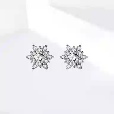 饰伴 冰晶絮语 时尚简约气质 精致小巧优雅小众设计高级 日常百搭 锆石 耳钉 女款