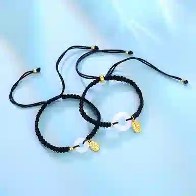 饰伴 转运平安扣国风复古平安扣小众设计手编绳如意手绳 琉璃 手链 男女同款情侣款