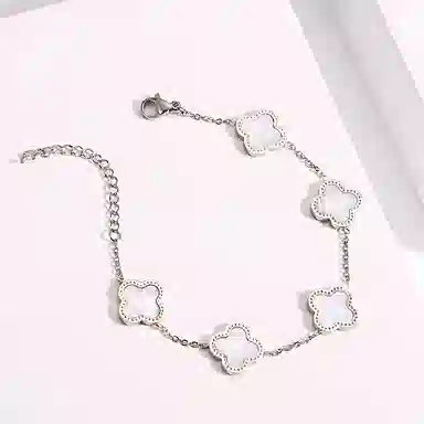 饰伴 幸运系列  四叶草 高级感轻奢小众 可调节 钛钢 手链 女款