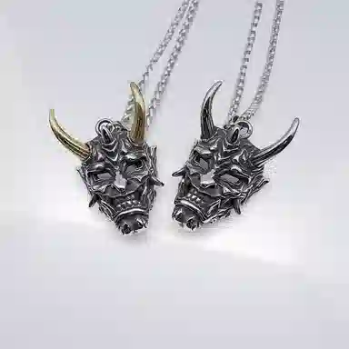 饰伴 金角般若 潮牌 个性潮流 日常设计 鬼怪面具万圣节 合金 项链 男款