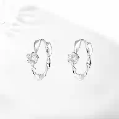 饰伴 莫比乌斯环时尚个性小众设计感麻花气质 合金 锆石 耳环 女款