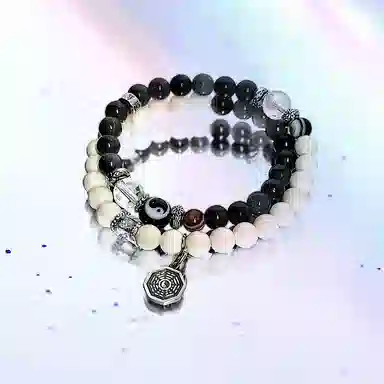 饰伴 黑白转运珠平安招财新中式国潮时尚 玻璃 手串 男女同款情侣款