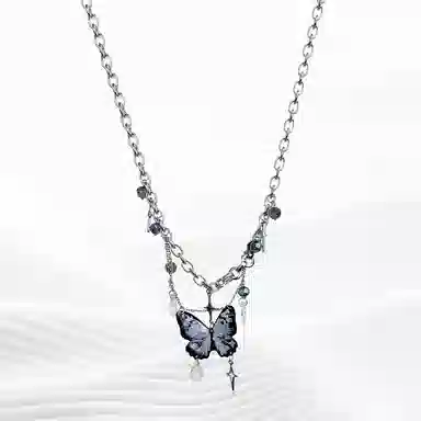 饰伴 紫色四芒星流苏 甜酷小众设计感轻奢高级感 项链 女款