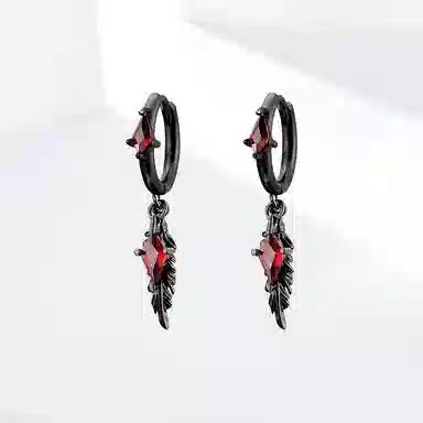 饰伴 超酷羽毛耳饰小众高级简约耳饰冷淡个性 合金 耳环 男女同款情侣款