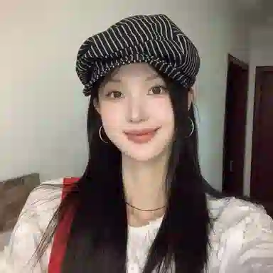 EEEENO Soft Brim Striped Newsboy Cap