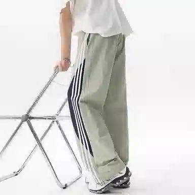 悍戈 美式复古运动条纹直筒高街街头休闲裤 男女同款