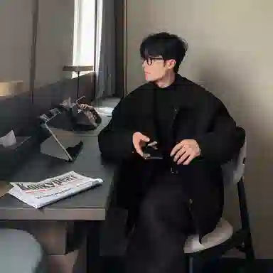 悍戈 美式毛呢高级感慵懒风学院风复古潮牌韩系小众百搭休闲舒适保暖加厚宽松呢料炸街夹克外套 男女同款