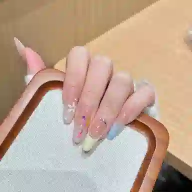 韵月乔 富家千金马卡龙色小清新春日花花穿戴甲  杏仁彩色多巴胺跳色 渐变