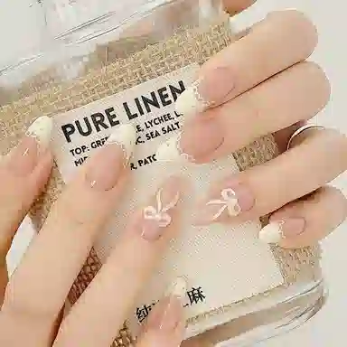 韵月乔 法式穿戴甲  杏仁粉色跳色 法式
