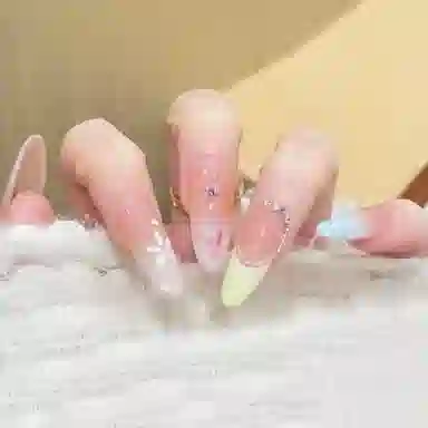 韵月乔 富家千金马卡龙色小清新春日花花穿戴甲  杏仁彩色多巴胺跳色 渐变