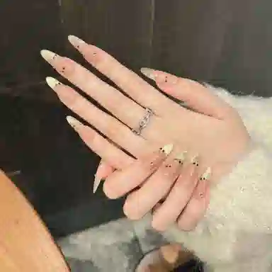 韵月乔 金秋樱桃猫眼  穿戴甲 长款金色渐变 纯欲