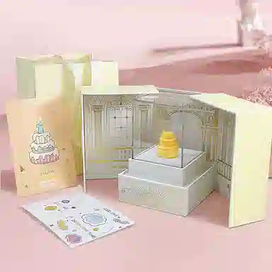 福润莱 生日快乐蛋糕摆件礼盒 精巧迷人甜美灵动精致轻奢小众时尚流行简约年轻好运设计高级感珠宝礼盒 铜镀金 首饰配件 男女同款情侣款