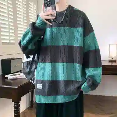 美式复古学院风针织开衫外套内搭毛衣 男女同款