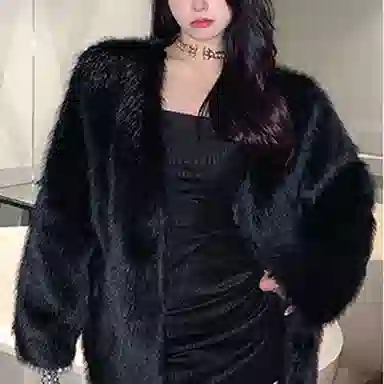 桴生 水貂绒狐狸毛秋冬时尚年轻款高腰宽松中长款加厚外套皮草 女款