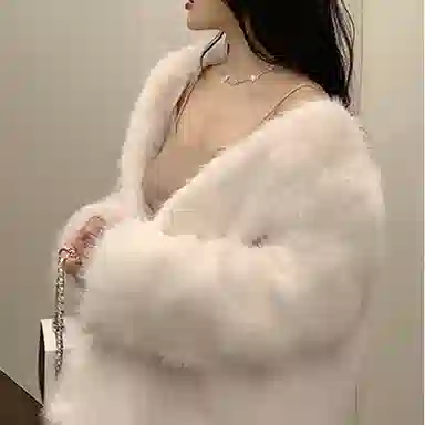 桴生 水貂绒狐狸毛秋冬时尚年轻款高腰宽松中长款加厚外套皮草 女款
